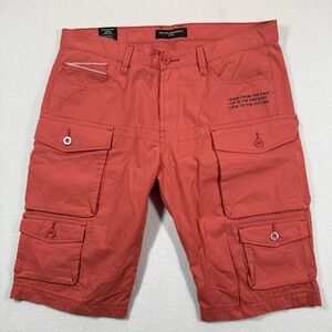 Cult of Individuality Cargo Shorts Mens 36 Rocker Red Selvedge Trim Utility